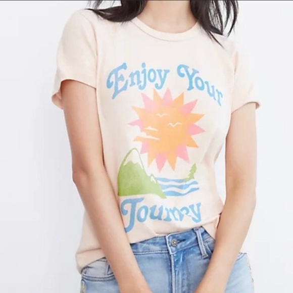 Anthropologie+Junk Food Cotton Blend “Enjoy Your Journey” Graphic Distre… - Picture 2 of 9